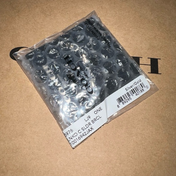 NWT Coach Linked C Slider Bracelet Two Tone Silver Gold 5976 Adjustable gift - Picture 2 of 2